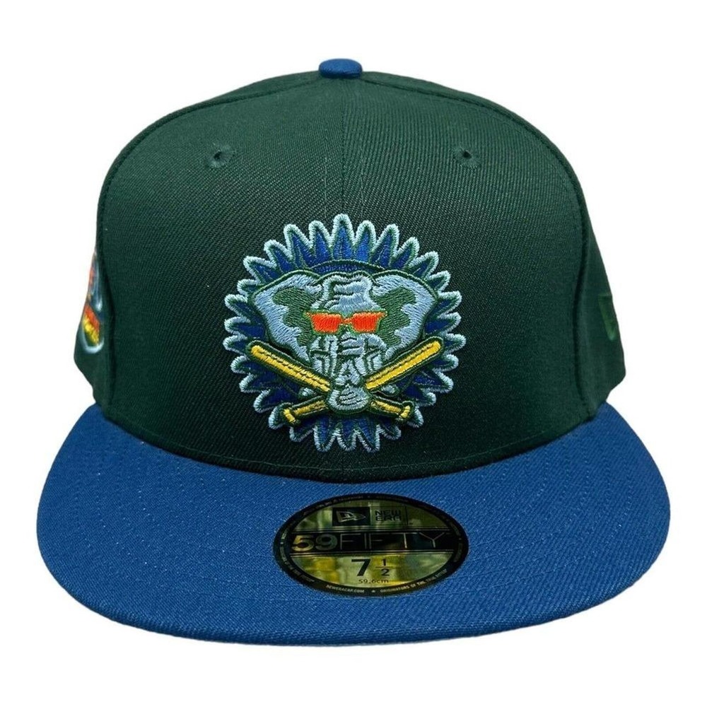 New Era Oakland Athletics 50th Anniversary Fitted Green Blue Hat Men's Sz 7 1/2